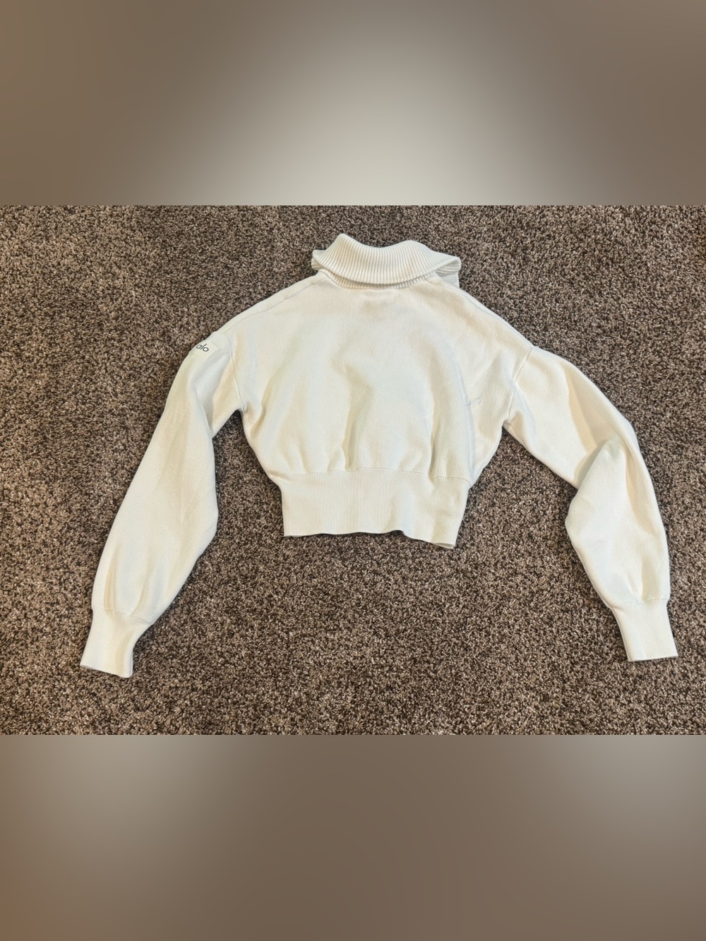ALO Scholar Knit Cropped Full Zip Jacket IVORY Sz. XS $188 RETAIL - Picture 4 of 9